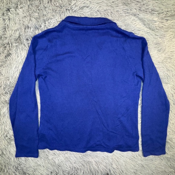 Ralph Lauren LRL Womens Large Royal Blue Cashmere Silk Shawl Collar Knit Sweater - Picture 8 of 10